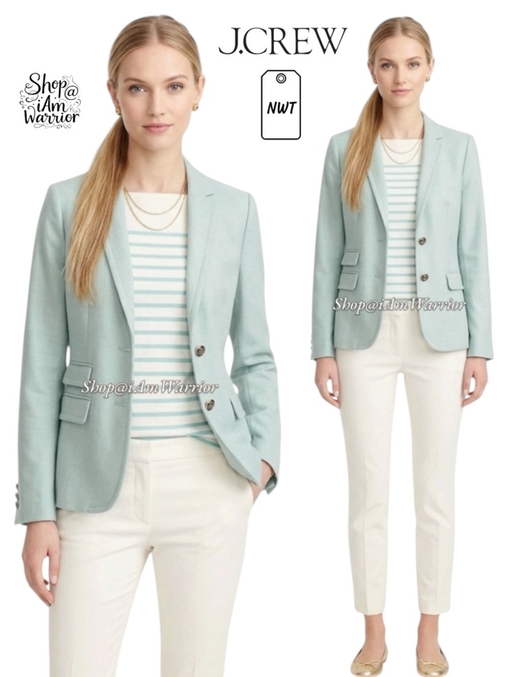 J.Crew NWT pale spearmint wool Hack-ing jacket/blazer *shop@iamwarrior
